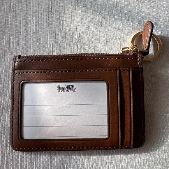 Coach Brown Monogram Card Case with Keyring - Picture 2 of 4